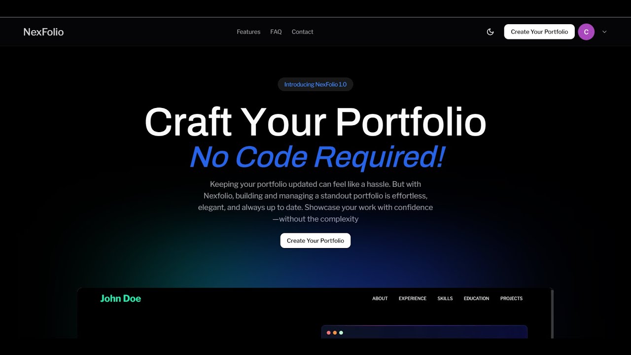 Nexfolio - Build your developer portfolio effortlessly