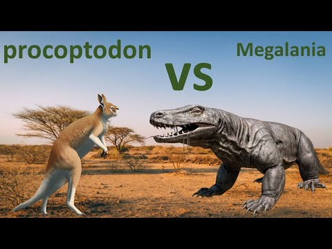 procoptodon vs megalania dino battle