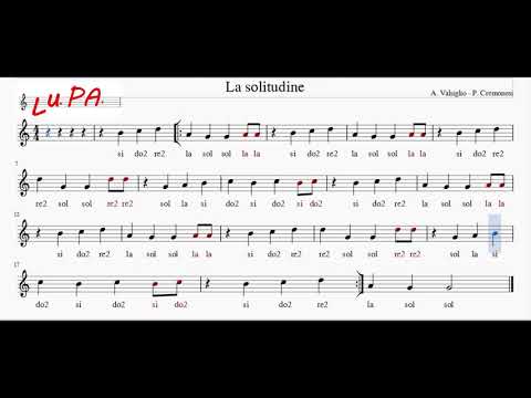 La  solitudine (Pausini) - Flauto dolce -  Spartito - Note - Instrumental - Karaoke - Canto - Musica