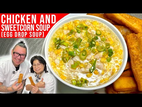 Chinese Chicken & Sweetcorn Soup (Egg Drop Soup) Choo's EASY Version