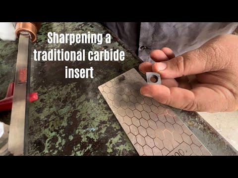 Sharpening a traditional carbide insert #woodturning #woodshop #workshop #sharpening #carbidetools