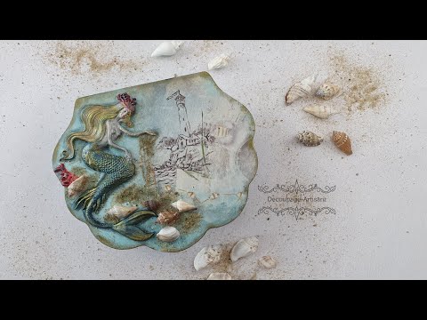 Pudełko muszla z Syreną  #decoupage #cadence  # DIY tutorial...