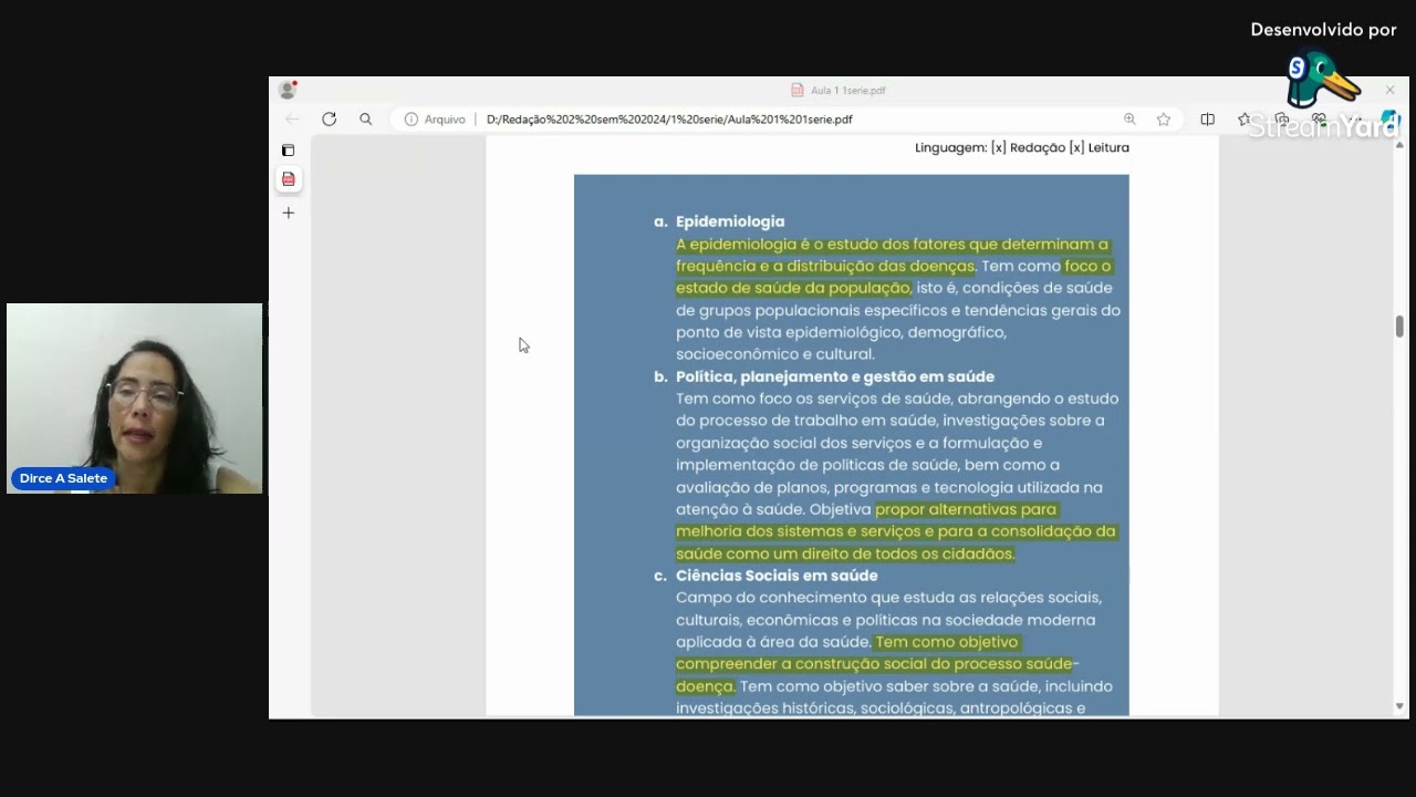 Aula 1 - Redação e Leitura - NÃO SERIADO A TARDE 2º SEMESTRE