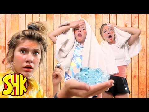 , title : 'Sauna Challenge Calamity! SuperHeroKids Funny Family Videos Compilation