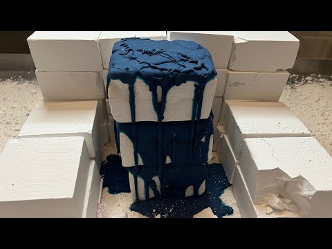 Navy Blue Cornstarch Paste Stack | Jumbos & Fresh Chalk | Oddly Satisfying | ASMR | Sleep Aid 