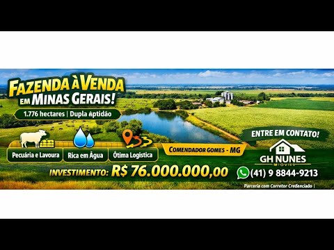 Fazenda de Dupla Aptidão à Venda no Triângulo Mineiro | 1.776 Hectares | Comendador Gomes - MG