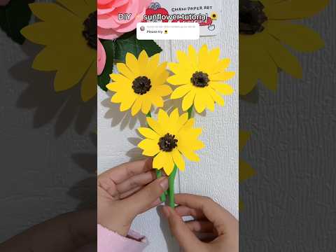 DIY sunflower paper flower tutorial 🌻 How to make sun flower 🌼💛✨ #diy #diycrafts #diyflower