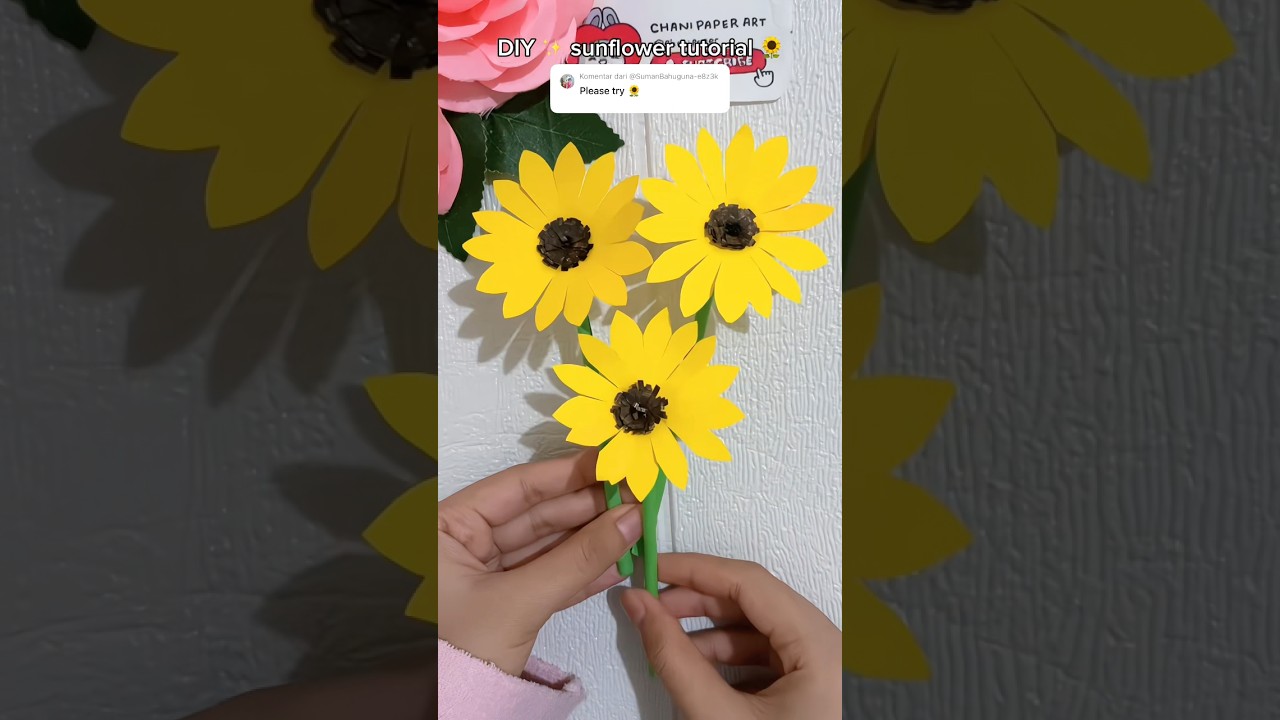 DIY sunflower paper flower tutorial 🌻 How to make sun flower 🌼💛✨ #diy #diycrafts #diyflower