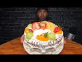 ASMR FRUIT COCKTAIL CAKE MUKBANG