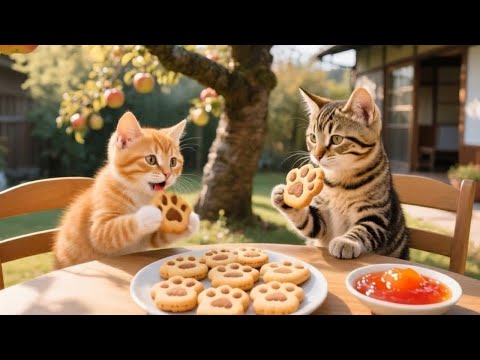 Mama Cat & Kittens’ Apple Party | Homemade Jam & Fresh-Baked Cookies –Sweet Cozy Day in the Kitchen