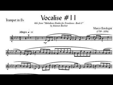 🎺🎺 [TRUMPET VOCALISE ETUDE] Marcos Bordogni Vocalise for Trumpet #11 (Demo Solo and play-along)