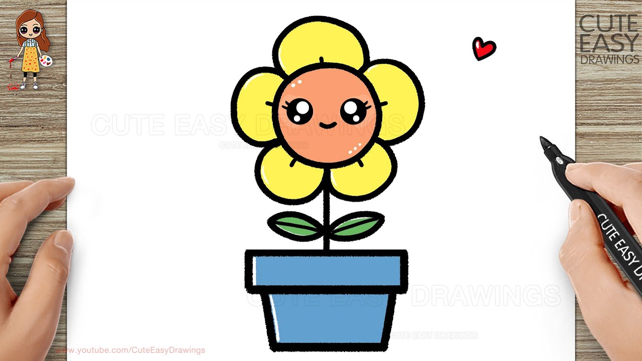 How to Draw a Cute Flower Pot Easy for Kids and Toddlers