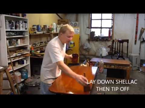 GETTING SHELLACED !! BRUSHING  SHELLAC, ANTIQUE TABLE ,RESTORATION