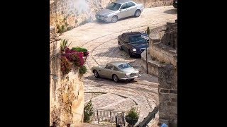 James Bond - No Time To Die: Second Unit filming car/bike chase with Aston Martin DB5, Matera, Italy