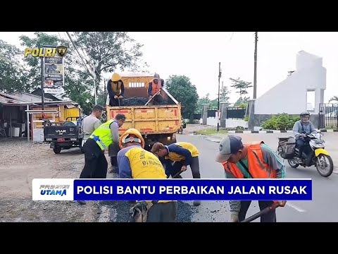 POLISI BANTU PERBAIKAN JALAN RUSAK DI PEKALONGAN SEBAGAI INISIATIF KURANGI KECELAKAAN LALU LINTAS
