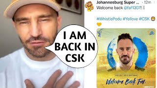 Faf du plessis is back in CSK in joburg super Kings squad sa t20 league auction live streaming today