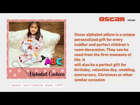 Oscar eco friendly cotton fabric alphabet shaped cushion, si...