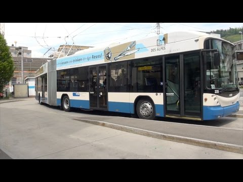 Mitfahrt VBL Trolleybus Linie 5 Kriens Busschleife-Emmenbrücke Bahnhof Süd Hess Swisstrolley 3 #225