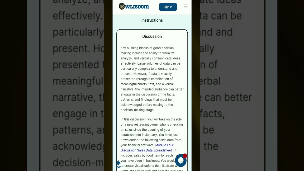 Mastering Data Visualizations: BUS 225 4-2 Discussion Guide