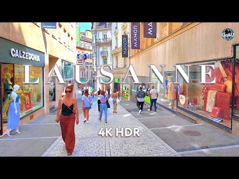 SWITZERLAND LAUSANNE 🇨🇭 Attractive City & Vibrant Waterfront Walking tour 4K HDR