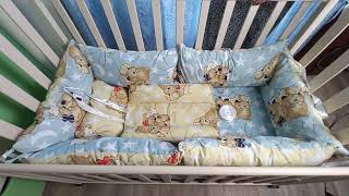 Постільний комплект у дитяче ліжечко - "Панди у ніжному сірому кольорі".