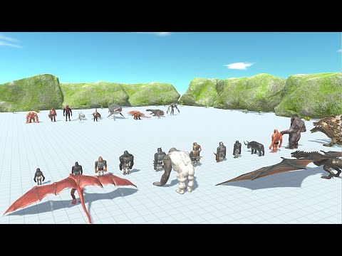 Infernals with aquatic vs mutant primates with old goro and fantasy - Animal Revolt Battle Simulator