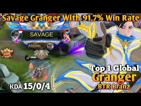 Savage Granger With 91.7% Win Rate [ Top 1 Global Granger S14 ] BTR Branz ~ Mobile Legends