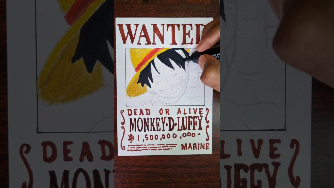 Wanted poster drawing of monkey D Luffy | onepice wanted poster #animedrawing #onepiece #art #luffy