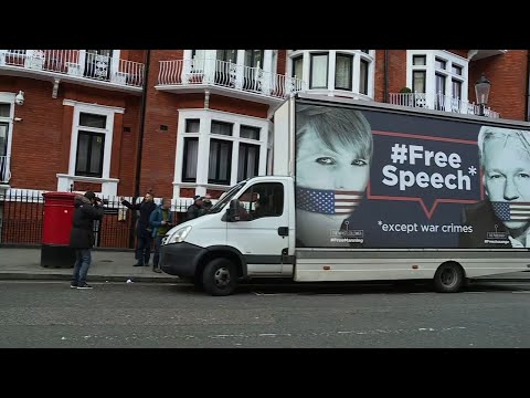 Police and journalists were gathering Friday gathering outside the Ecuadorian embassy in London after WikiLeaks claimed its founder Julian Assange could be kicked out "within hours to days." (April 5)