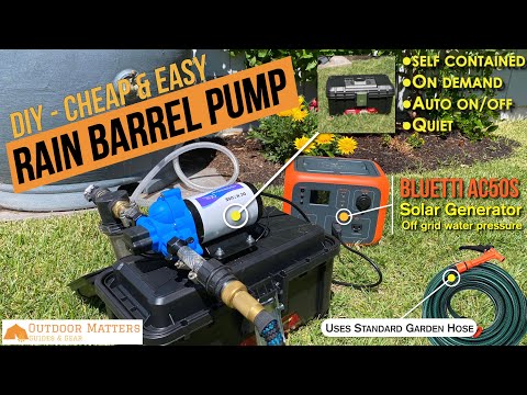Rain Barrel Pump  - On Demand - Cheap & Easy DIY ft. Bluetti AC50S Solar Generator Off Grid Watering