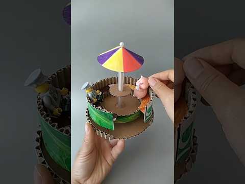 Make a carousel with waste cardboard #craftideas #craft #shorts #shortsfeed #craftforkids