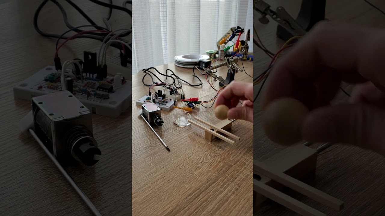 木材に埋め込んだセンサによる木球の検知