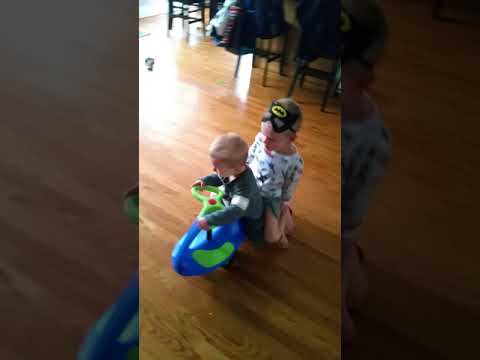 Everett riding IV around