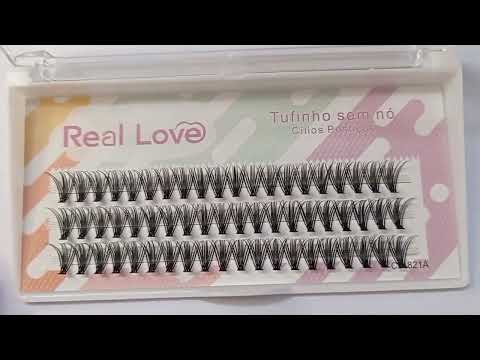 CARTELA DE CÍLIOS TUFINHOS SEM NÓ 30P 11MM 0.07D REAL LOVE BOX COM 10 UN