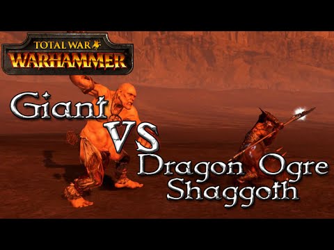 Giant vs Dragon Ogre Shaggoth - Total War: Warhammer - 1v1 Unit Battles