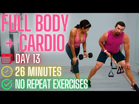 Full Body Workout - Circuits & Cardio - Dumbbells or Bands - 31 DoF Day 13