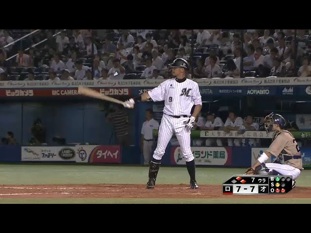 【7回裏】「さすが」の一言に限る!! マリーンズ・福浦勝ち越しタイムリー!!2015/8/6 M-Bs