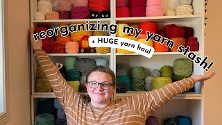 Reorganizing my yarn stash after a HUGE free yarn haul | Aesthetic yarn stash | How I wind yarn