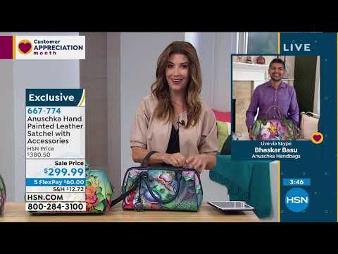 Anuschka HandPainted Leather Satchel with Accessories