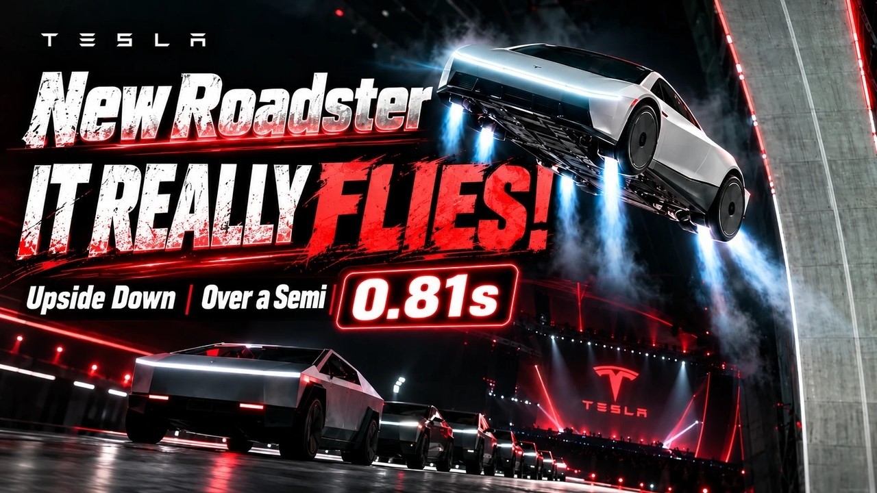 Tesla's New Roadster ACTUALLY FLIES! Upside Down, SpaceX Thrusters & 0–60 in 0.81s