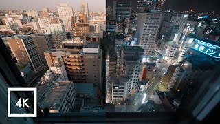 Sunset to Sunrise Tokyo Cityscape, City Sounds for Study 12 Hours, Open Window 4K