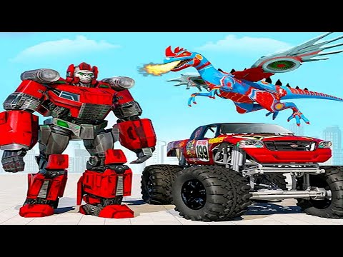Flying Dino Lamborghini Monster Truck Robot Transformation Game 2021 - Android Gameplay