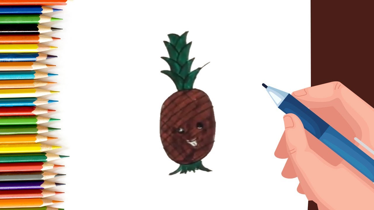 How to Draw a Pineapple - Step by Step Tutorial for Kids