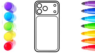 How to Draw an iPhone for Kids | Easy Phone Drawing, Coloring and Painting for Children | Fun Gadget