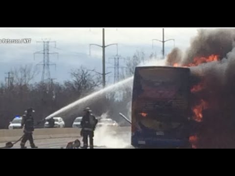 Megabus Explodes in Flames on Illinois Highway
