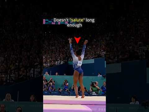 Her reaction is the best part😂😭 #gymnastics #simonebiles #olympics #penalty #beam