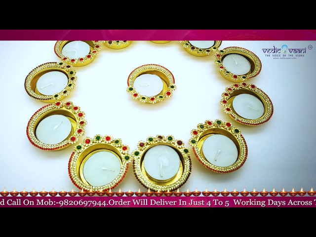 Diamond Studded Diwali Diya Deepam for Deepavali Set of 2 video