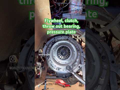 Jeep CJ flywheel, clutch, throw out bearing, and bell housing install. #jeep #cj7 #cj5 #clutch