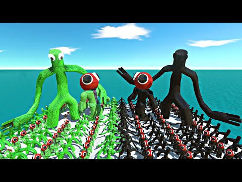 Rainbow Friends Green + Rainbow Friends Green-Red vs Shadow Itself - Animal Revolt Battle Simulator