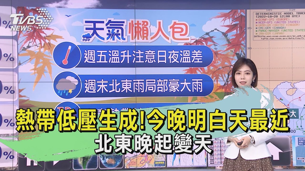 熱帶低壓生成!今晚明白天最近 北東晚起變天